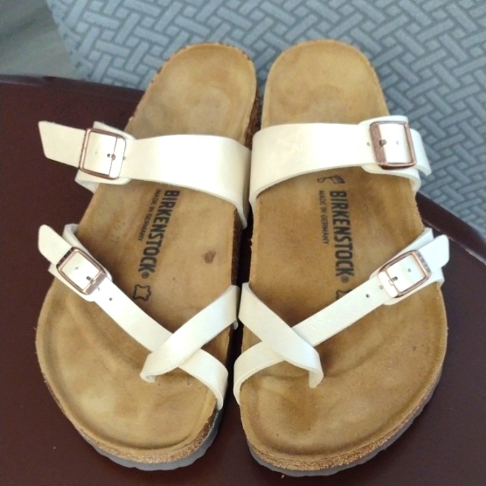 Birkenstock women's Mayari Slip On Sandals cork double Size 41 (10-10.5)Vacation